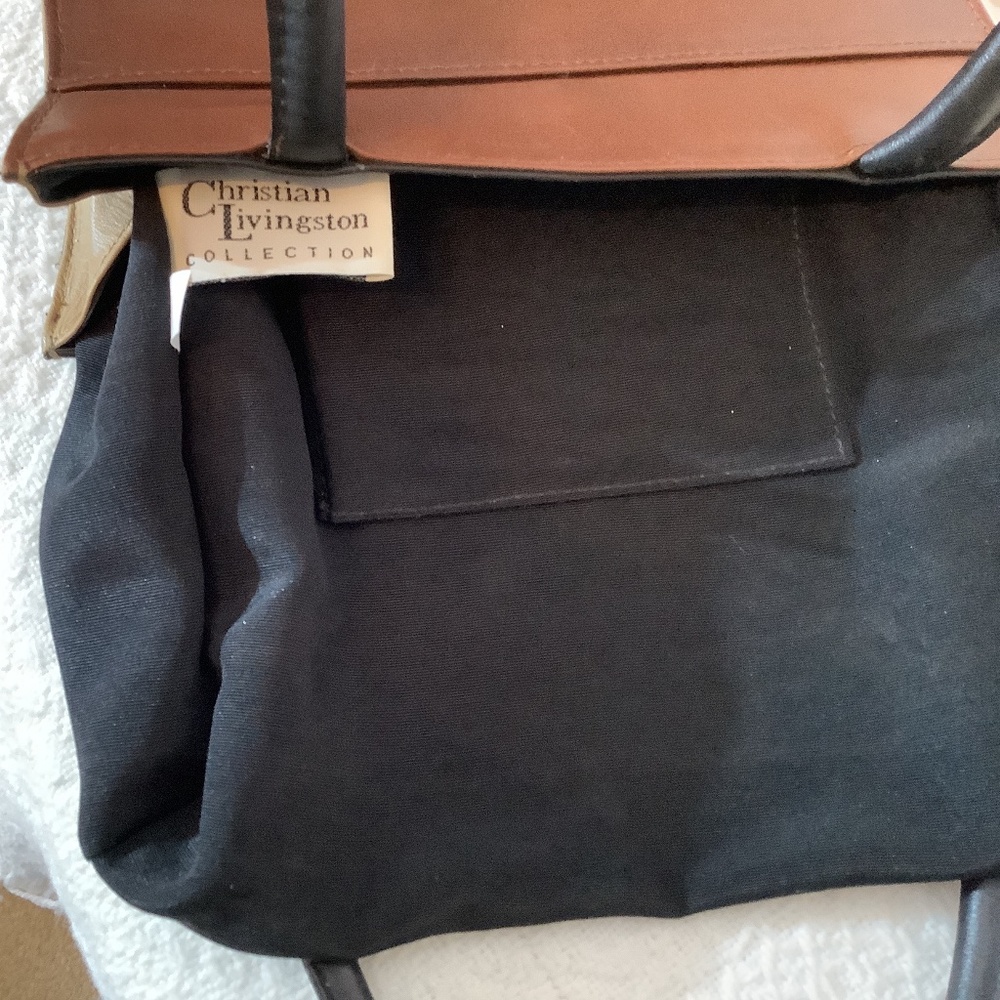 Christian Livingston shoulder hand bag brown black leather - Picture 6 of 9